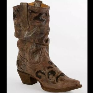 Corral Slouch Cowboy Boots Size 7.5 Tobacco Black